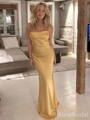 Minimalist Spaghetti Straps Mermaid Long Prom Dress, Evening Dress, PD382008