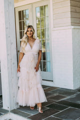 Pearl Accented Mesh Maxi Dress