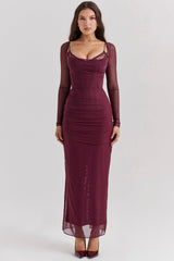 wine maxi dress