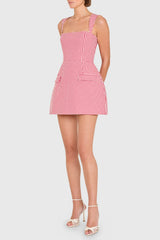 Bethany Skort Romper in Gingham