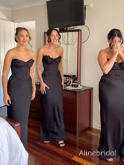 Elegant Strapless Pleated Corset Top Maxi Long Bridesmaid Dress, Prom Dress, PD382245
