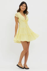 Azura Scalloped Lace Mini Dress Lemon