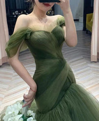 Elegant Off Shoulder Sleeveless A-line Long Layered Tulle Prom Ball Gown, PD3665