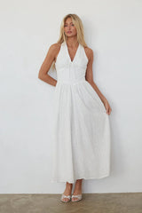 Natasha Eyelet Halter Midi Dress