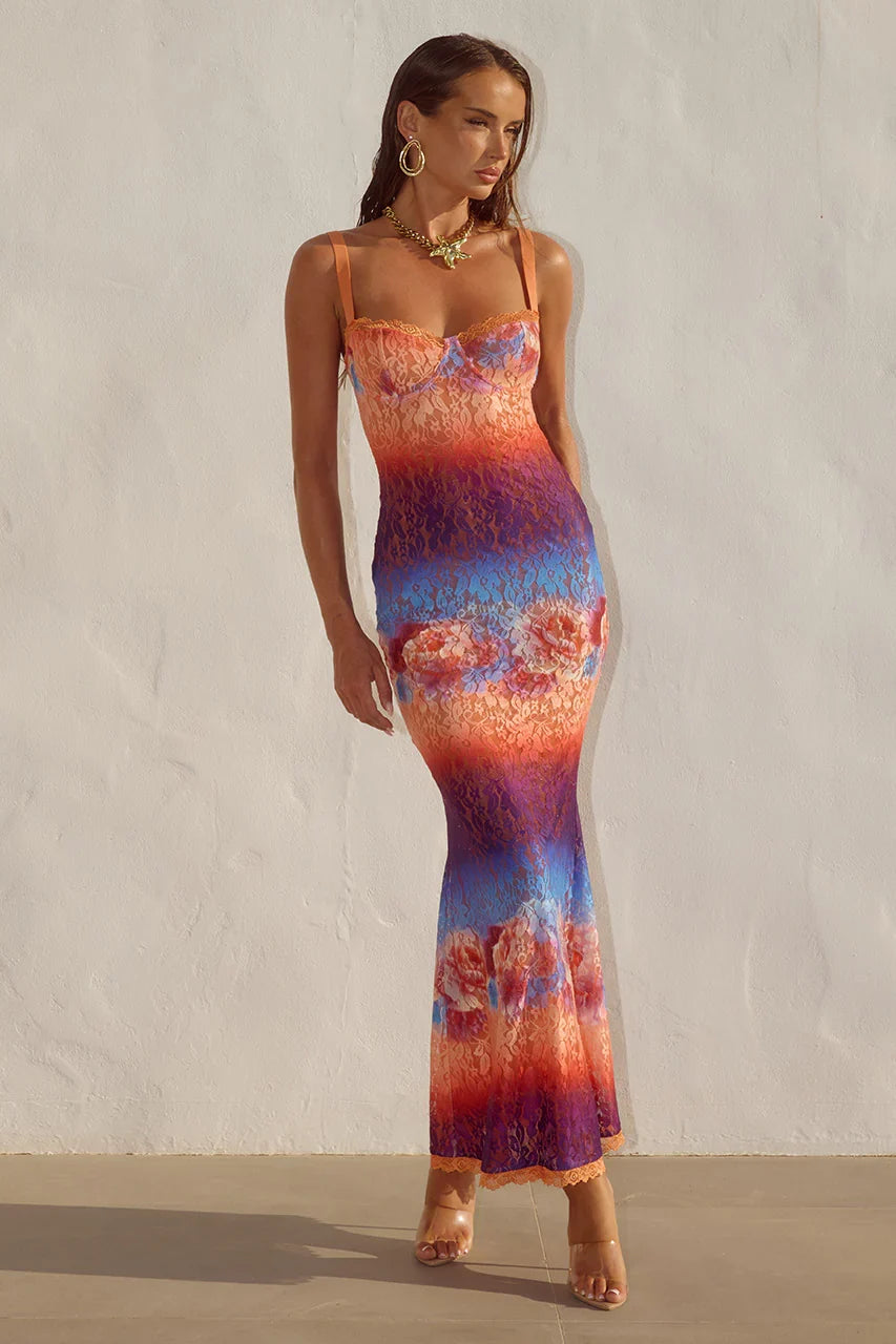 SERINA LACE MAXI DRESS - NADIA PINK OMBRE