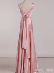 Elegant V-neck Pink Trumpet Long Prom Dress, Evening Dress, PD37749