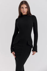 black turtleneck maxi dress