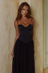 SCARLETT CORSET MAXI DRESS - BLACK