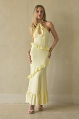 Vanita Ruffled Halter Maxi Dress