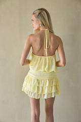 Maxine Chiffon Ruffle Mini Romper Dress
