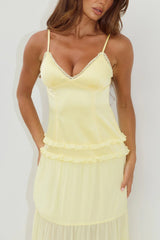 ROSETTA BACKLESS TIERED MAXI DRESS - BUTTER