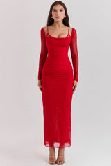 scarlet long sleeve maxi dress