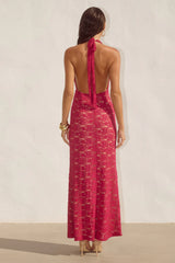 KYLO PLUNGE COWL MAXI DRESS - BERRY