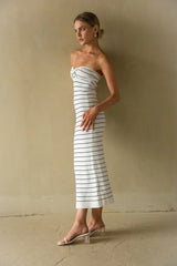 Jaclyn Strapless Twist Front Knit Midi Dress