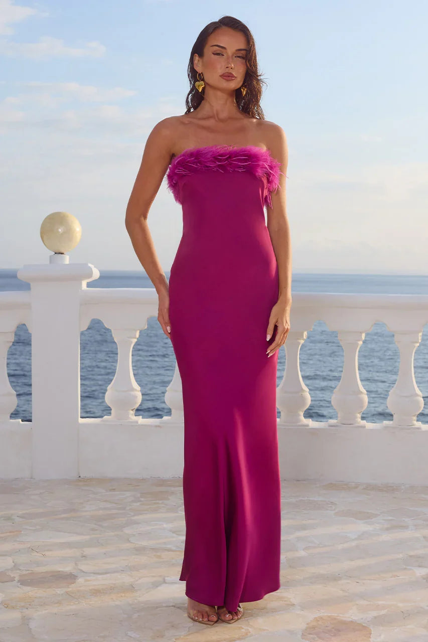 ARIANA STRAPLESS MAXI DRESS  - PLUM
