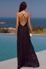ELLERBY FRILL TRIM MAXI DRESS - BLACK