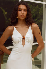 UNITY LOW PLUNGE MAXI DRESS - WHITE