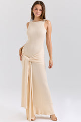 champagne waterfall maxi dress