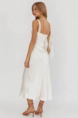 Carmel Shoulder Sash Midi Dress Oyster