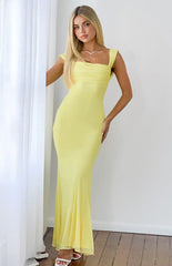 Beverley Yellow Mesh Maxi Dress