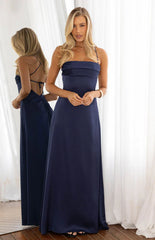 Blaise Navy Satin Prom Dress