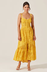 Yamila Eyelet Corset Midi Dress