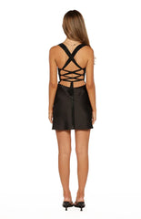 Jazzy Black Contrast Rhinestone Mini Dress
