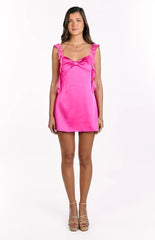 Joyce Hot Pink Satin Mini Dress