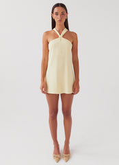 Keira Linen Mini Dress - Lemon