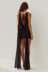 GABRIELLA COWL MINI DRESS - BLACK