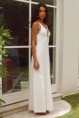 UNITY LOW PLUNGE MAXI DRESS - WHITE