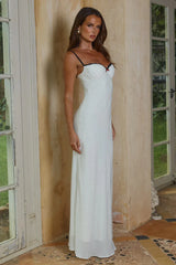CHARLOTTE  BUSTIER SLIP MAXI DRESS - IVORY/BLACK POLKA