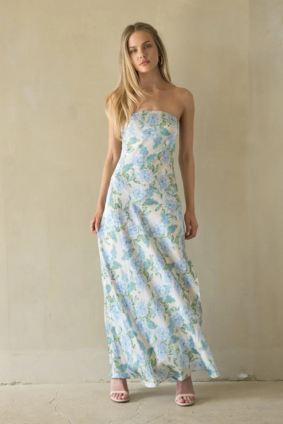 Jasmina Satin Floral Maxi Dress