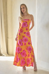 Santana Floral Satin Maxi Dress