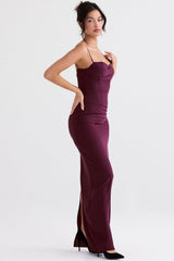 merlot corset maxi dress