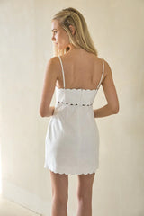 Paulina Scallop Linen Mini Dress