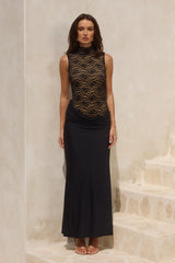 CASANA HIGH NECK MAXI DRESS - BLACK