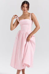 strawberry shortcake gingham midi sundress