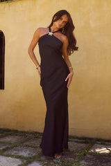 CHARA LOW CROSS BACK MAXI DRESS - BLACK