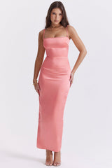bright peach maxi dress