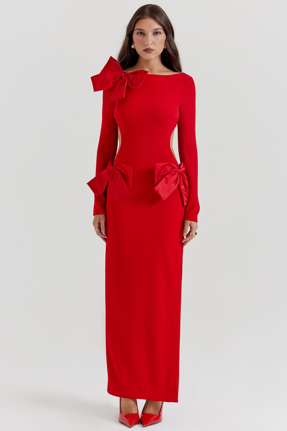 red bow maxi dress