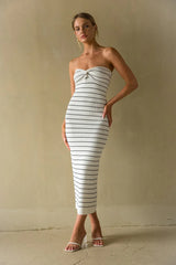 Jaclyn Strapless Twist Front Knit Midi Dress